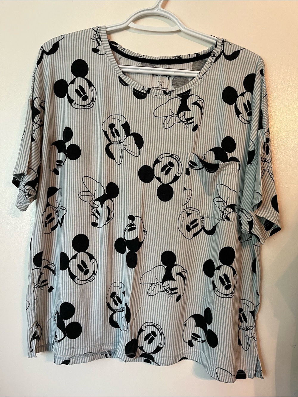 Disney Black & White Mickey Stripe Crop Top